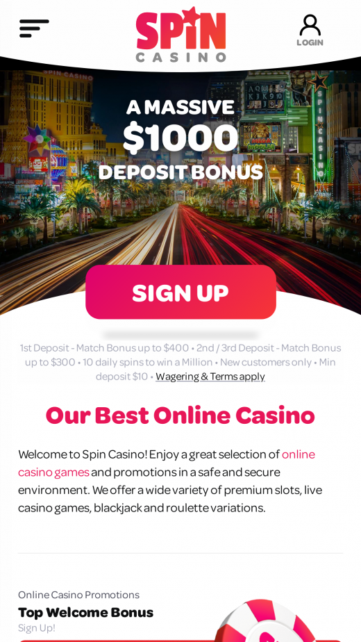 Spin Casino App-evaluering skjermbilde
