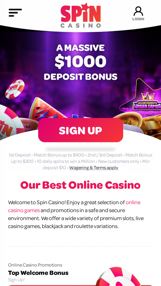 Spin Casino App-evaluering skjermbilde