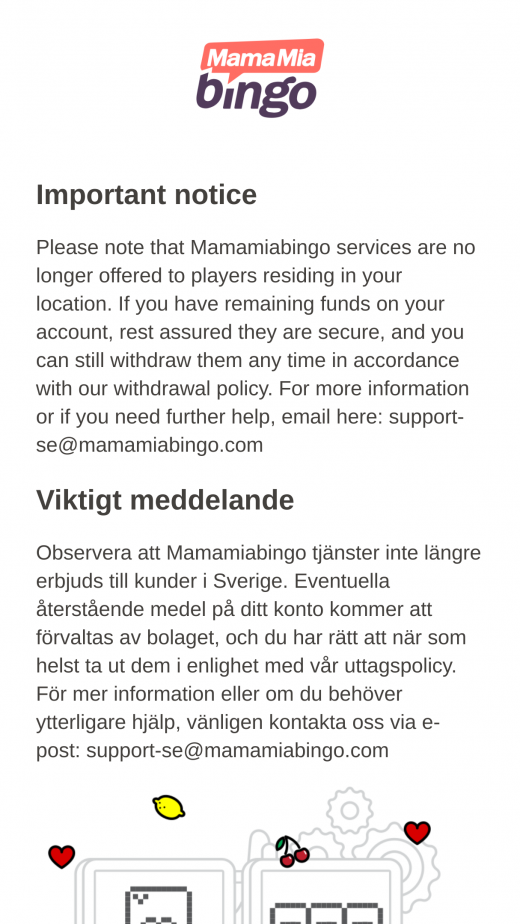 MamaMia Bingo App-evaluering skjermbilde