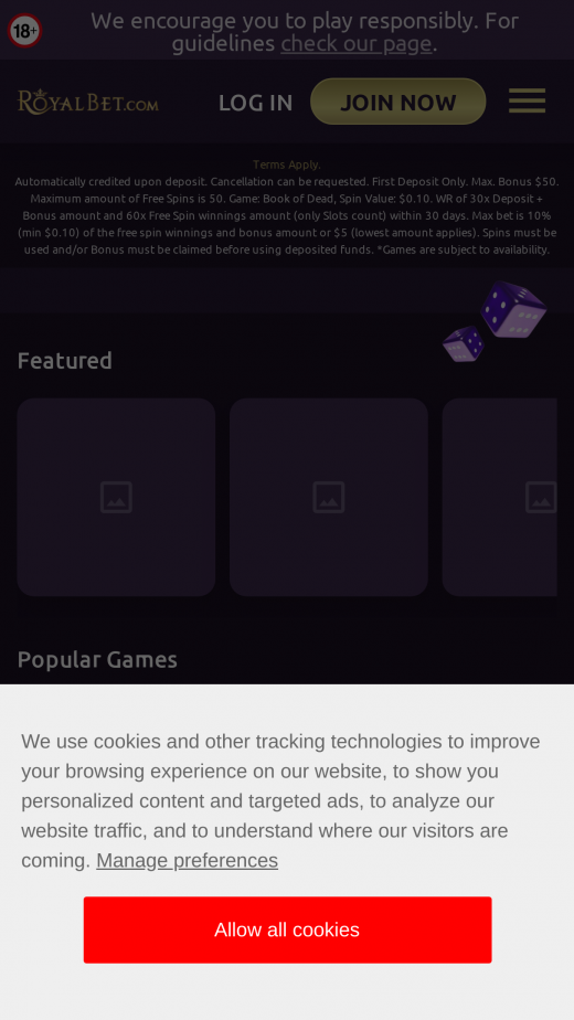 Royalbet App-evaluering skjermbilde