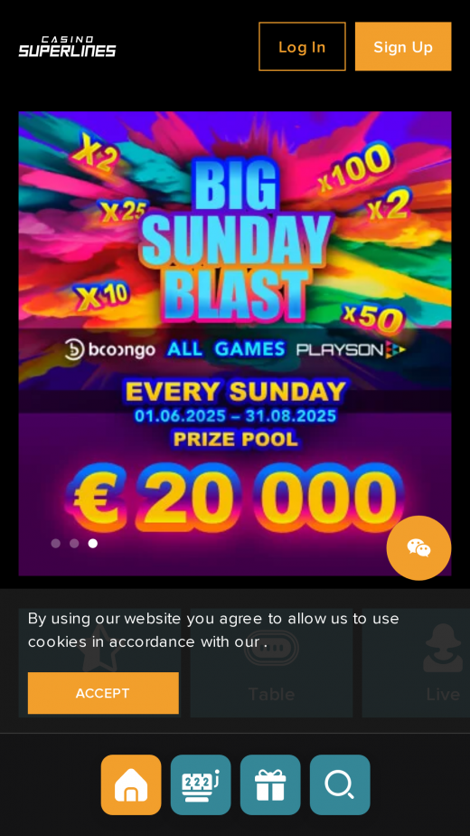 Casino Superwins App-evaluering skjermbilde