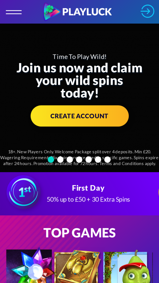 Playluck Casino App-evaluering skjermbilde