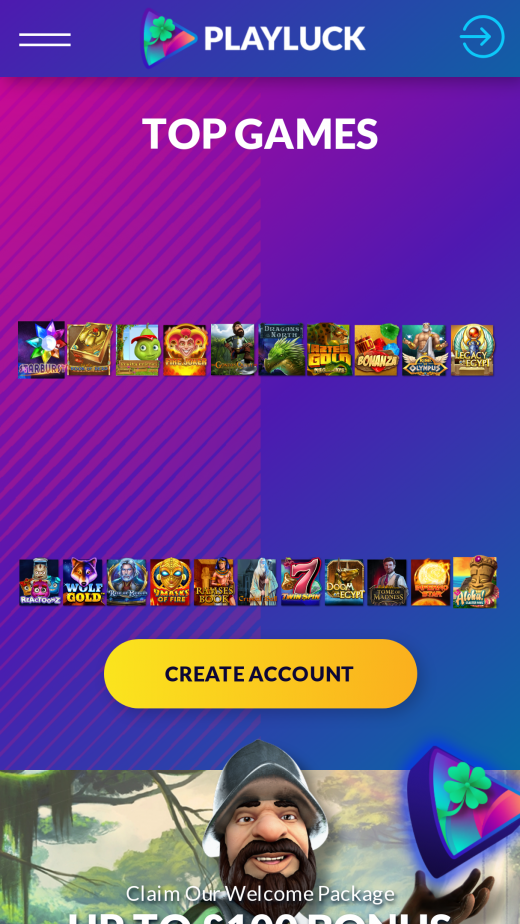 Playluck Casino App-evaluering skjermbilde