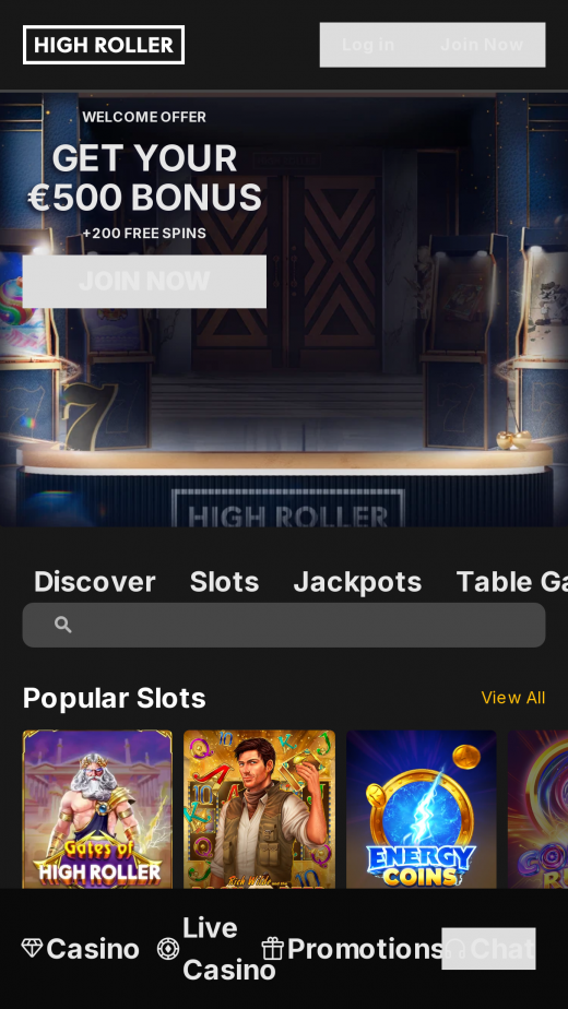 Highroller Casino App-evaluering skjermbilde