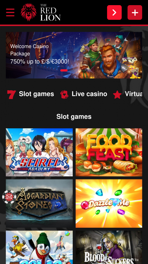 The Red Lion Casino App-evaluering skjermbilde