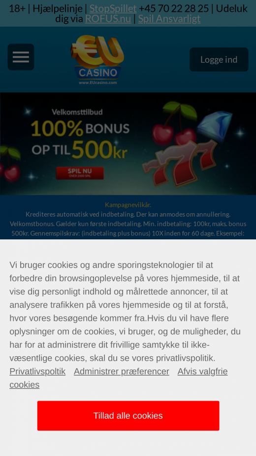 EUcasino App-evaluering skjermbilde