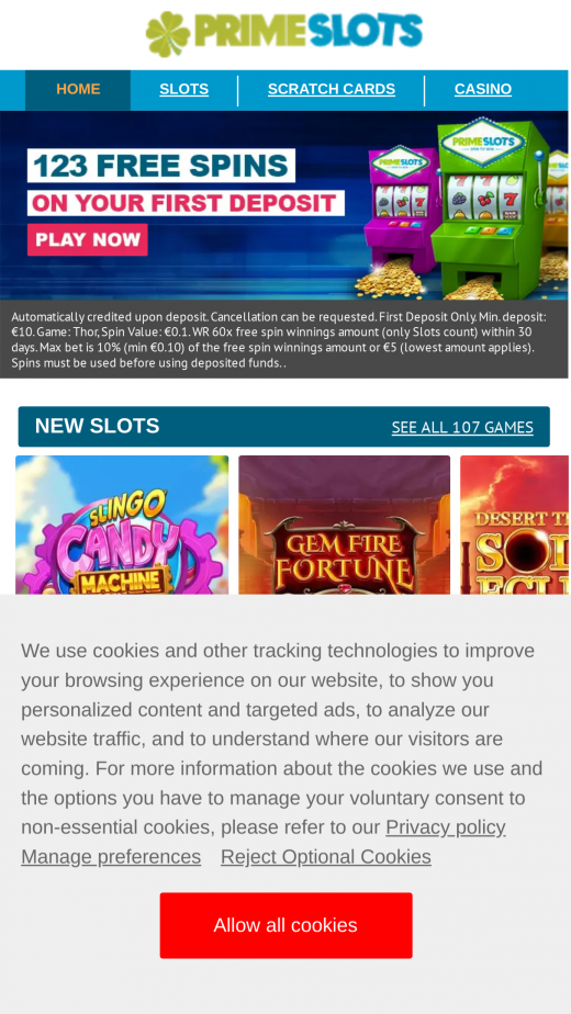 Prime Slots App-evaluering skjermbilde