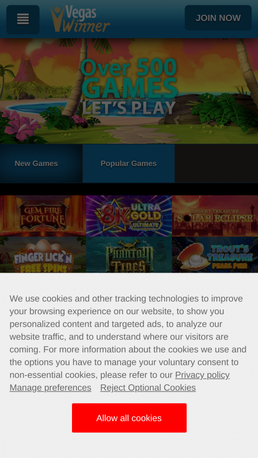 VegasWinner App-evaluering skjermbilde