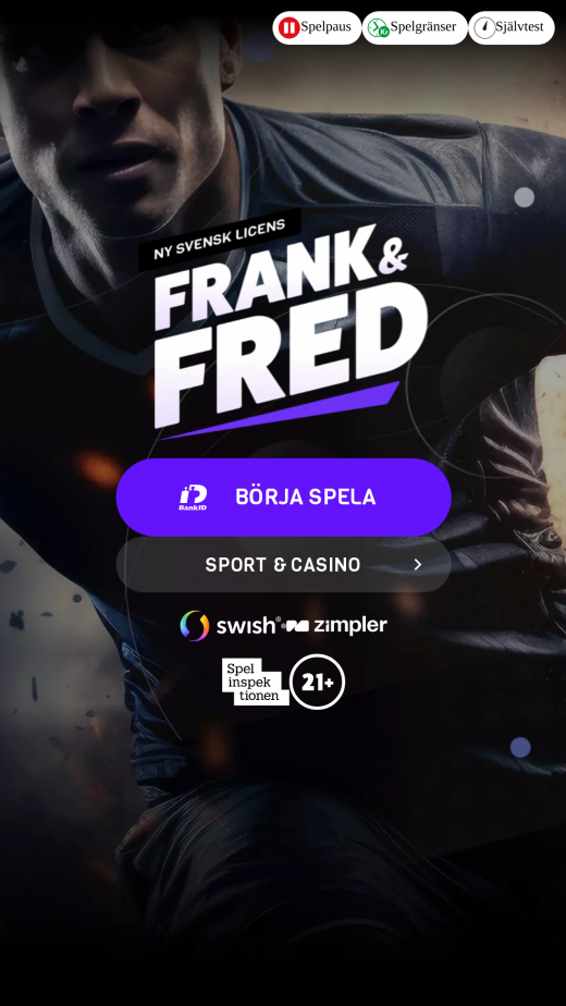 Frank & Fred Casino App-evaluering skjermbilde